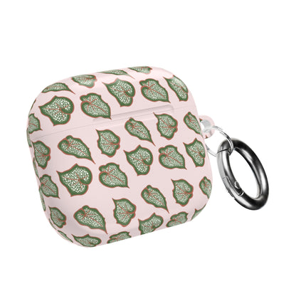 Begonia Pattern Earbud Case – Slim Protective Cover With Carabiner