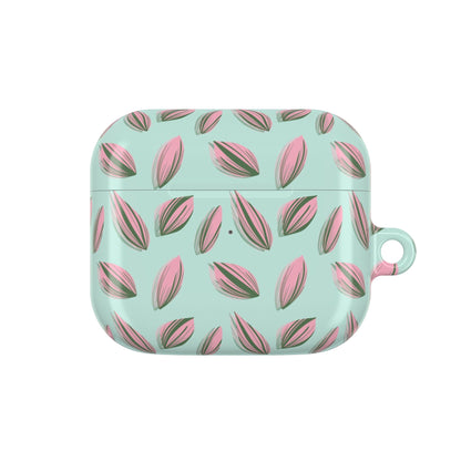 Tradescantia Nanouk Pattern Earbud Case – Slim Protective Cover With Carabiner