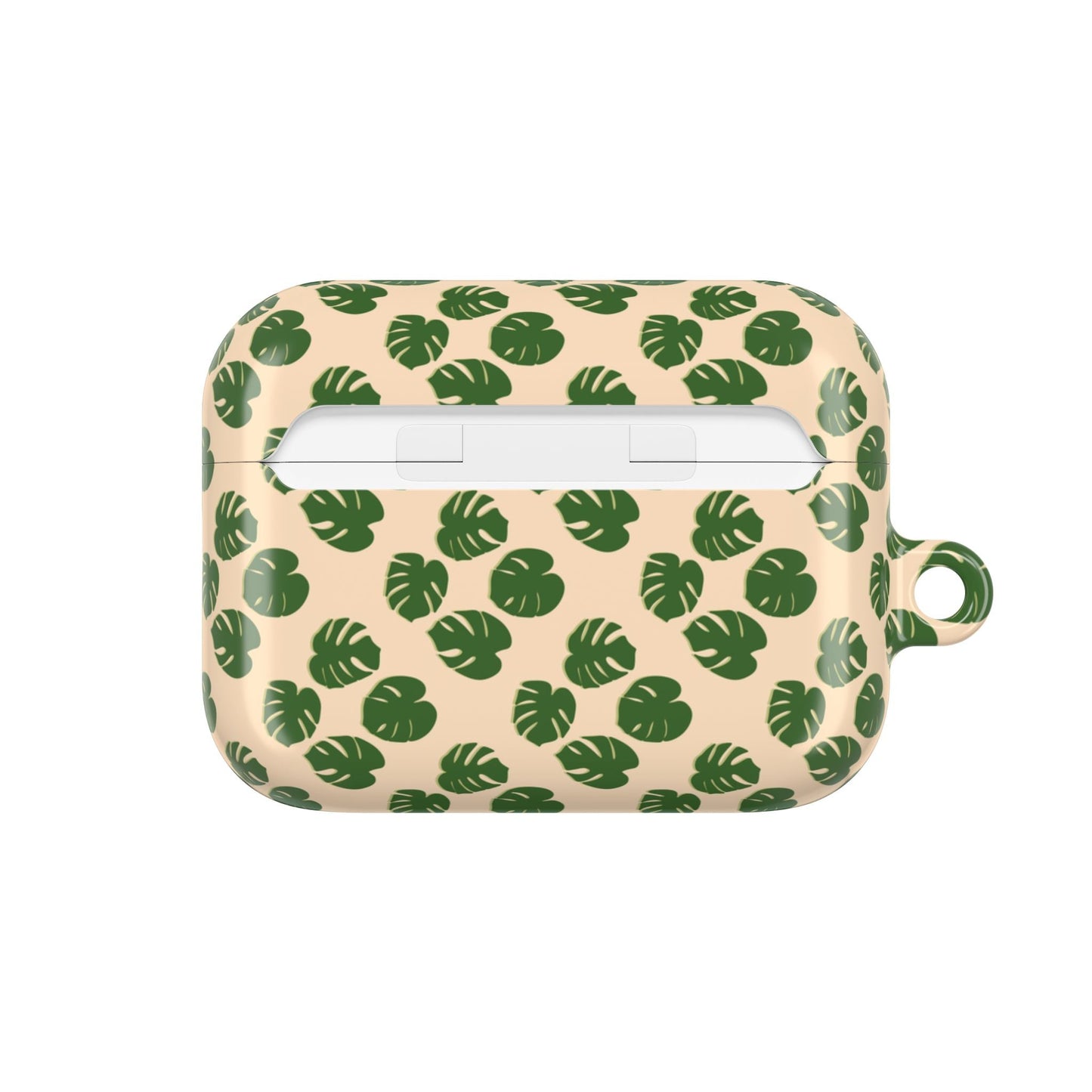 Monstera Pattern Earbud Case – Slim Protective Cover With Carabiner