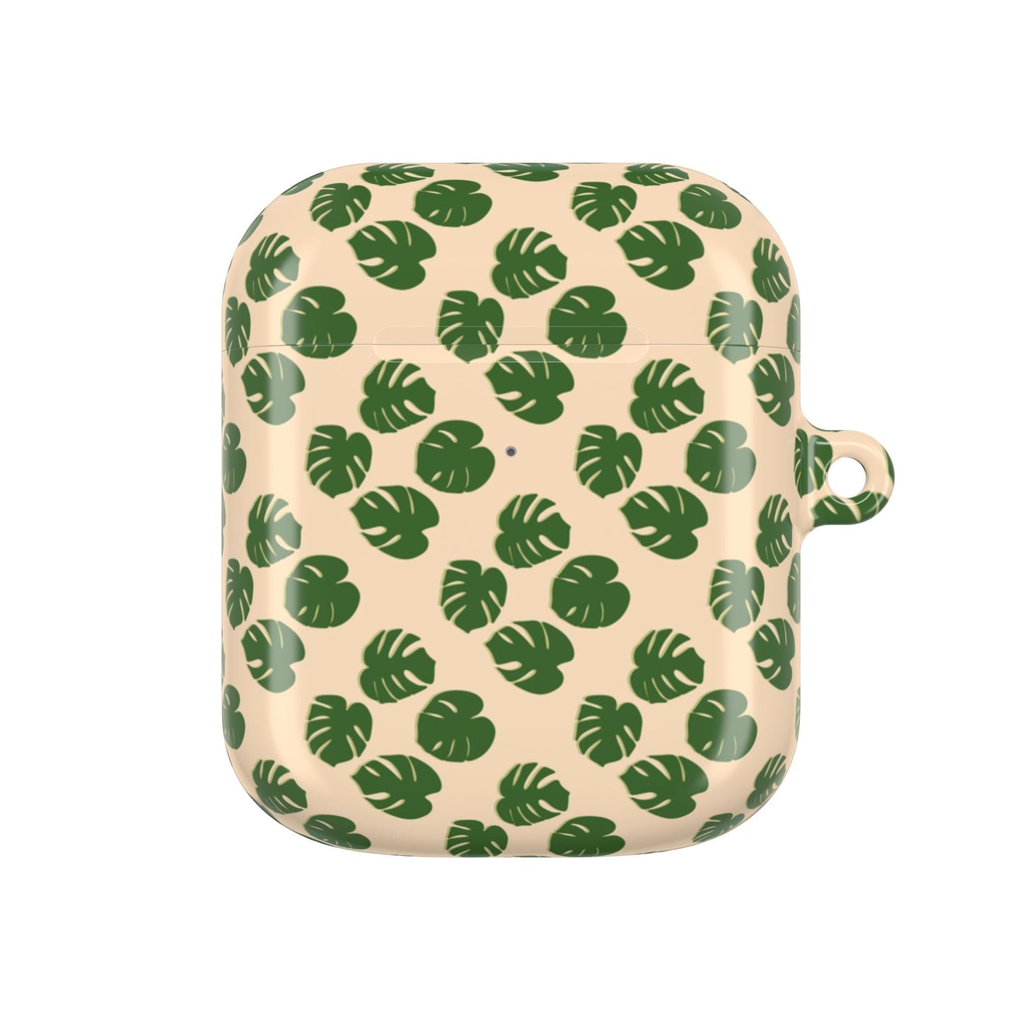 Monstera Pattern Earbud Case – Slim Protective Cover With Carabiner