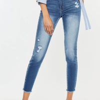 Kancan Distressed Raw Hem High Waist Jeans