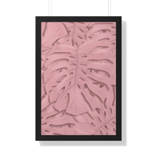Soft Pink Monstera Framed Print – Botanical Wall Art