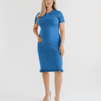 Short Sleeve Knit Maternity Dress with Playful Hem Detail