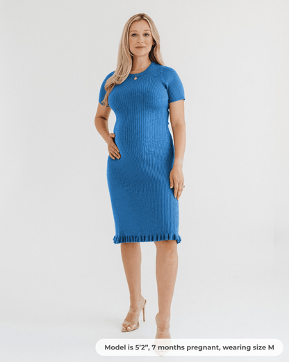 Short Sleeve Knit Maternity Dress with Playful Hem Detail