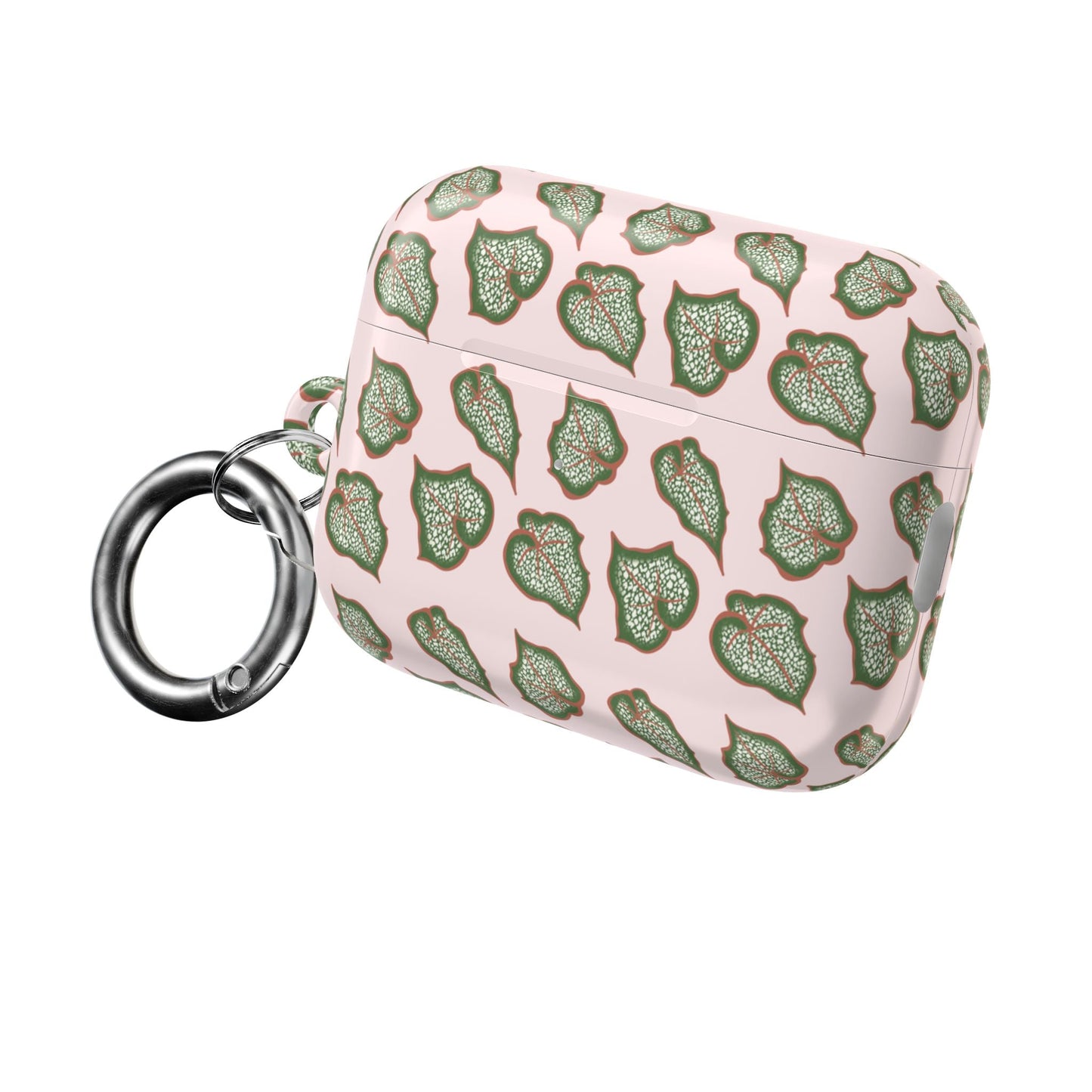 Begonia Pattern Earbud Case – Slim Protective Cover With Carabiner