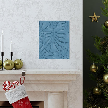 Cerulean Monstera Botanical Print – Unframed Wall Art