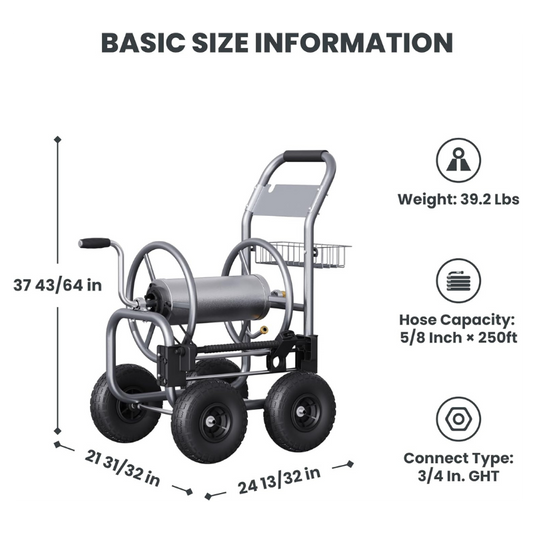 Garden Hose Reel Cart-4 Wheels-Heavy Duty