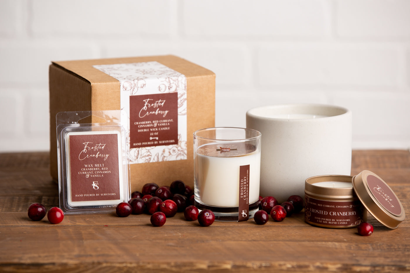 Frosted Cranberry Tin Candle