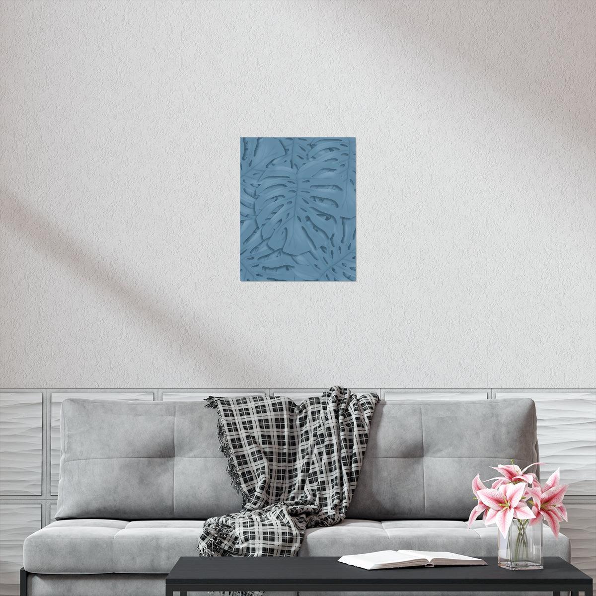 Cerulean Monstera Botanical Print – Unframed Wall Art