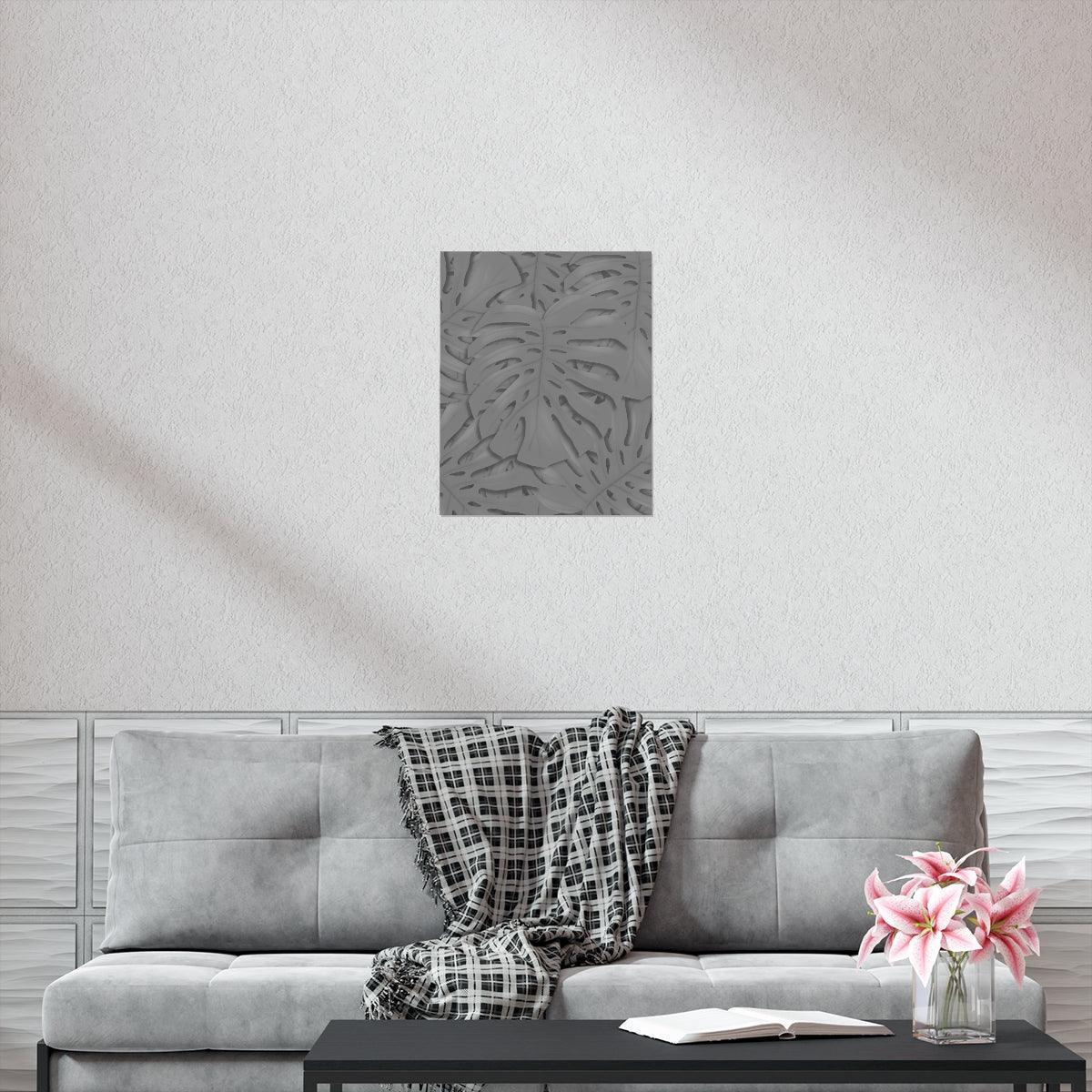 Grey Monstera Botanical Print – Unframed Wall Art