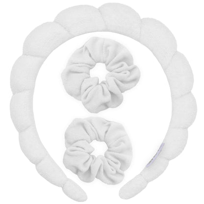Puffy Terry Cloth Padded Spa Headband with Scrunchies