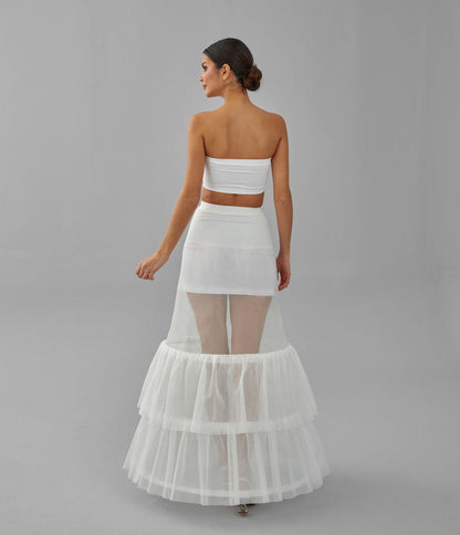 Trumpet Wedding Dress Underskirt, White Petticoat Skirt