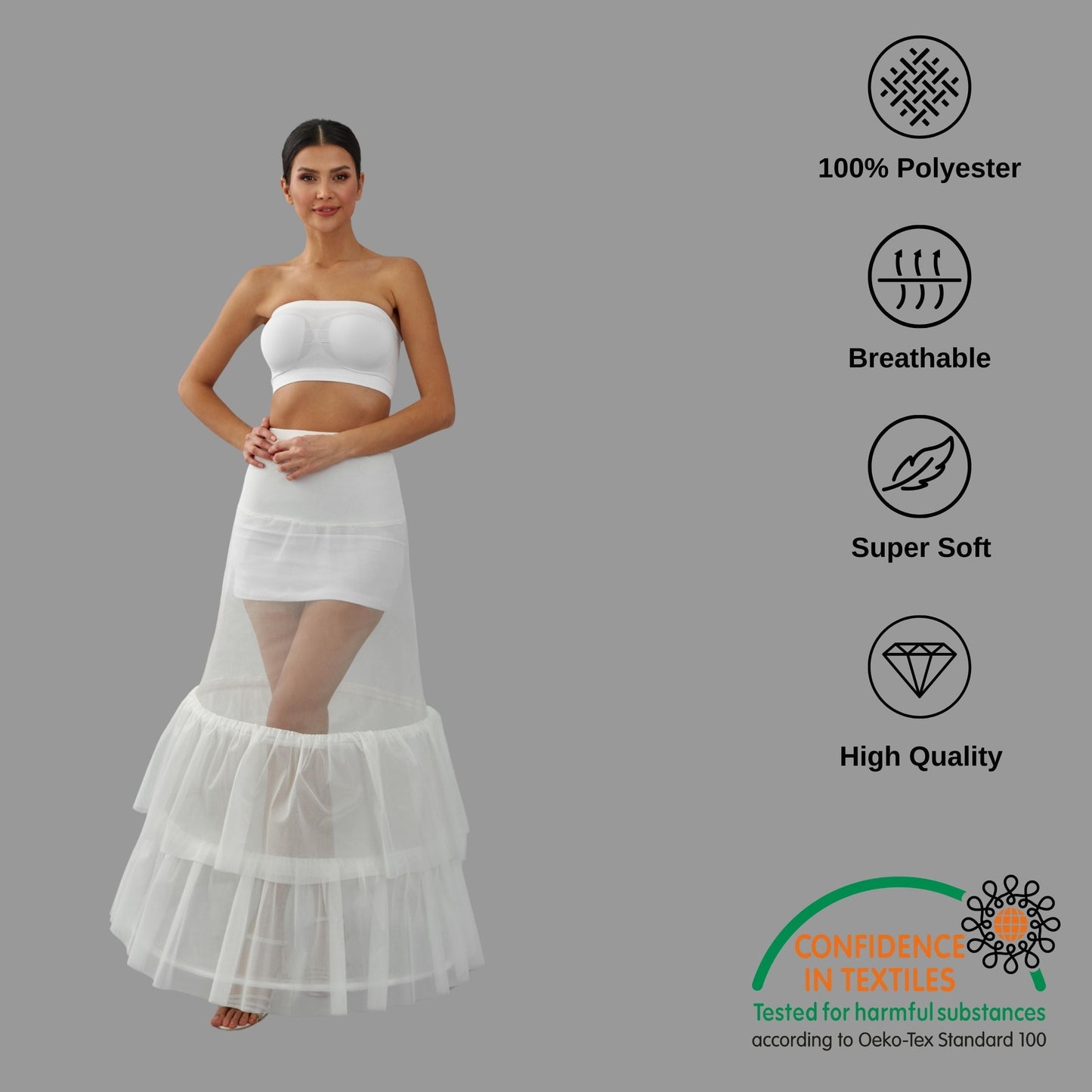 Trumpet Wedding Dress Underskirt, White Petticoat Skirt