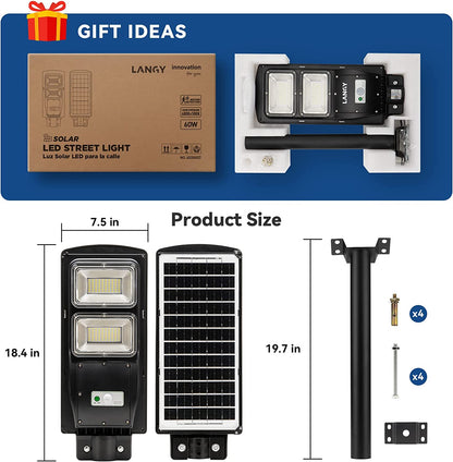 4 PACK 60W solar street light 6000 lumens