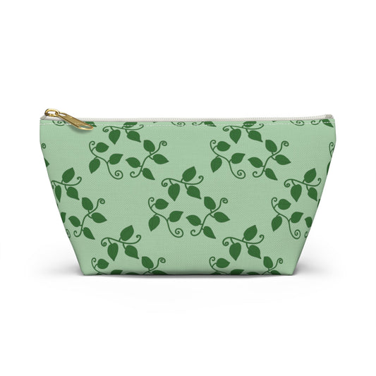 Pothos Pattern Accessory Pouch – Zippered Catch-All With T-Bottom