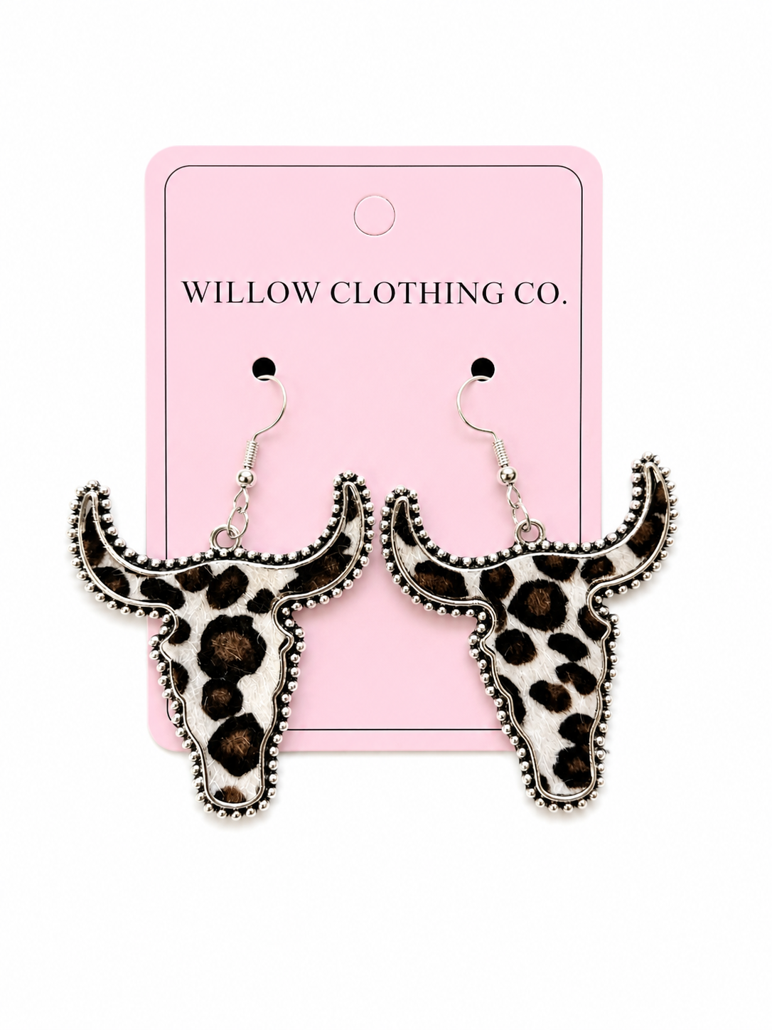 Cow Print Longhorn Drop Earrings