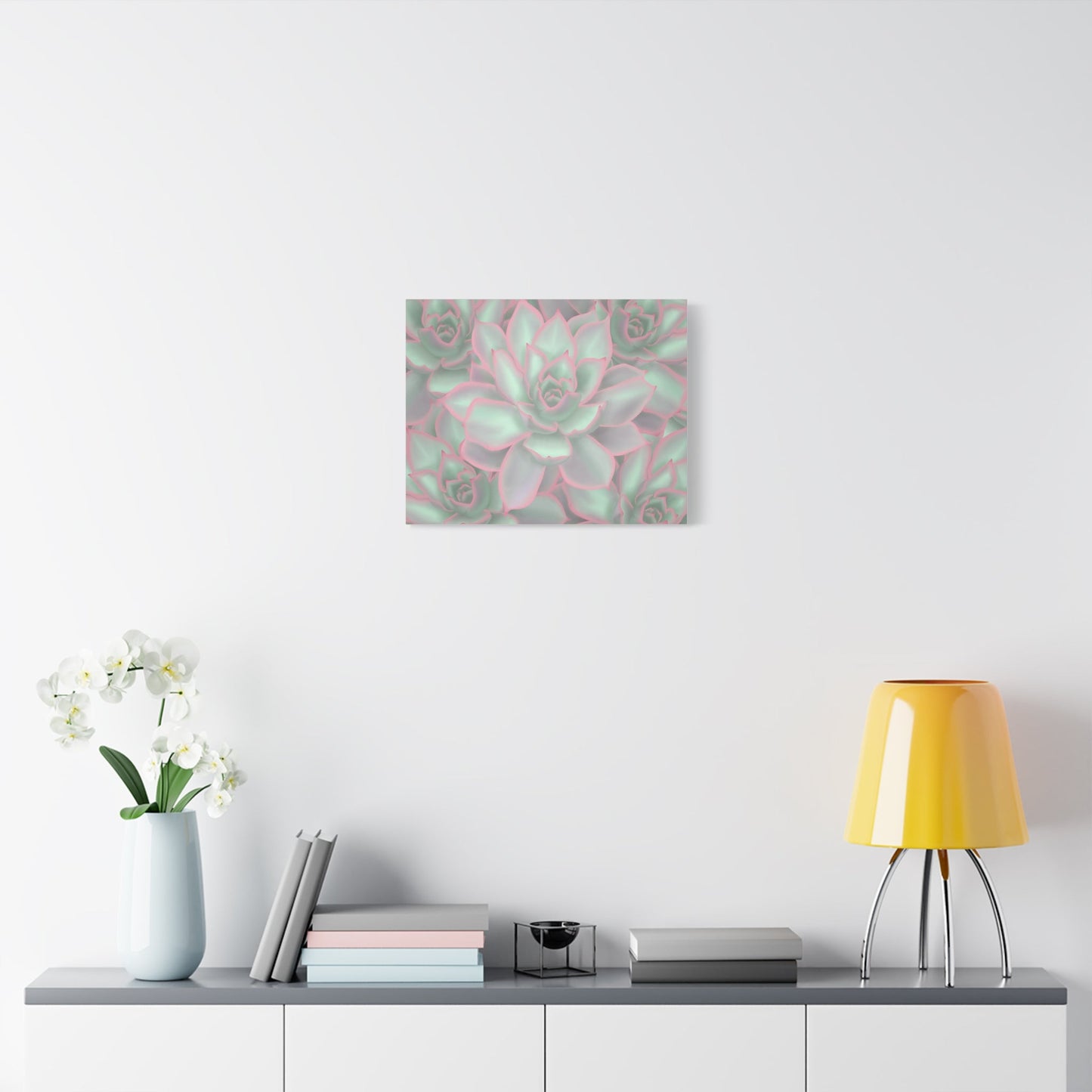 Echeveria Violet Queen Succulent Pattern Canvas Print – Botanical Wall Art