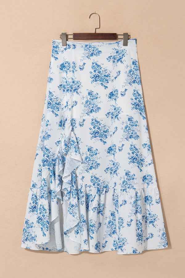 Split Asymmetrical Ruffle Skirt