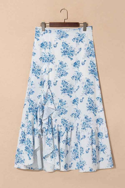 Split Asymmetrical Ruffle Skirt