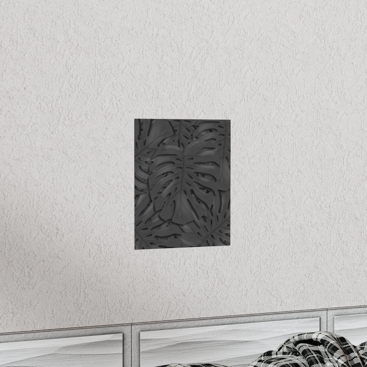 Charcoal Monstera Botanical Print – Unframed Wall Art
