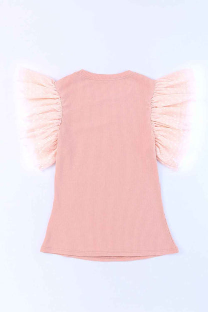 Pink Layered Ruffle Knit Blouse