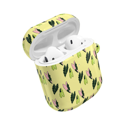 Alocasia Pattern Earbud Case – Slim Protective Cover With Carabiner