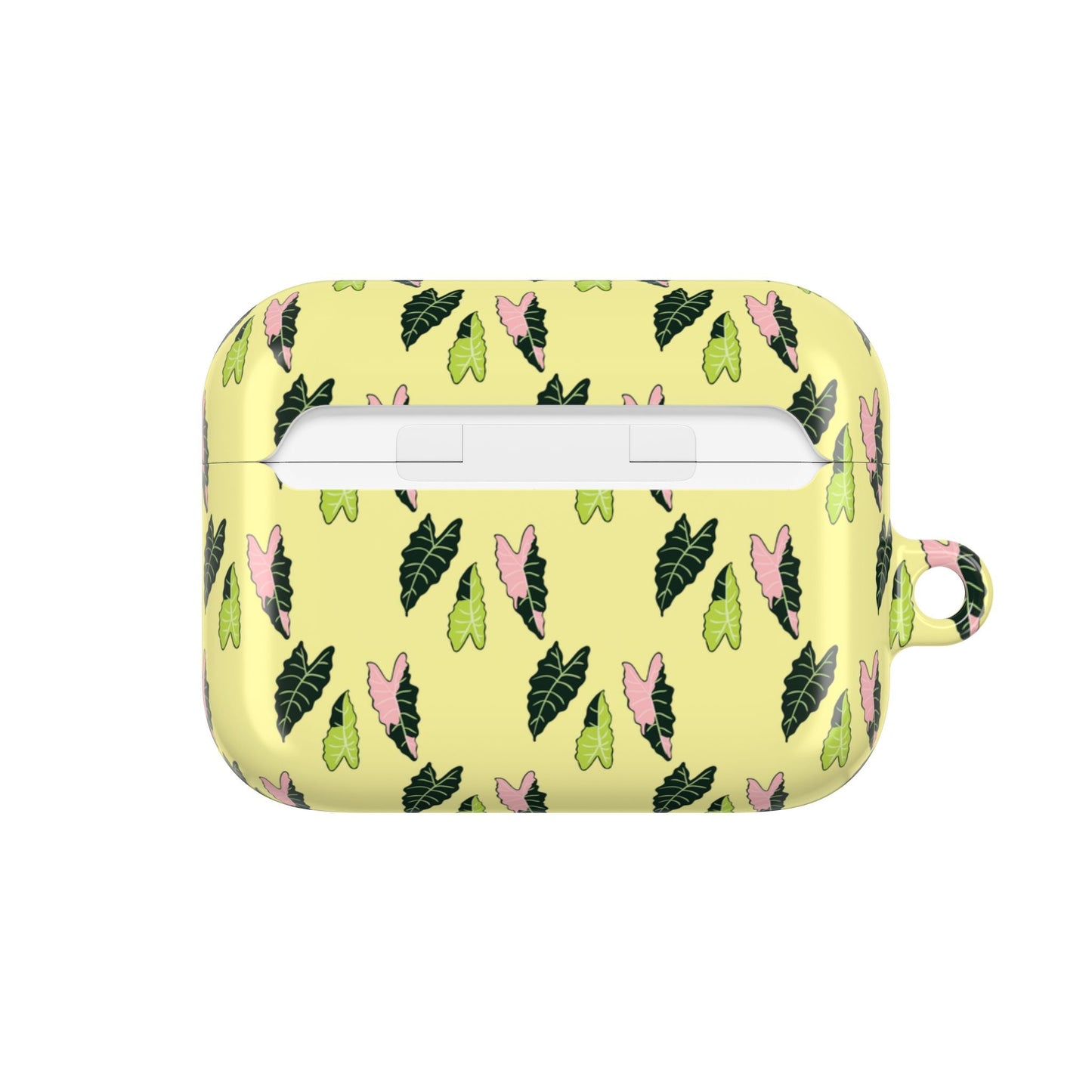 Alocasia Pattern Earbud Case – Slim Protective Cover With Carabiner