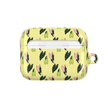 Alocasia Pattern Earbud Case – Slim Protective Cover With Carabiner