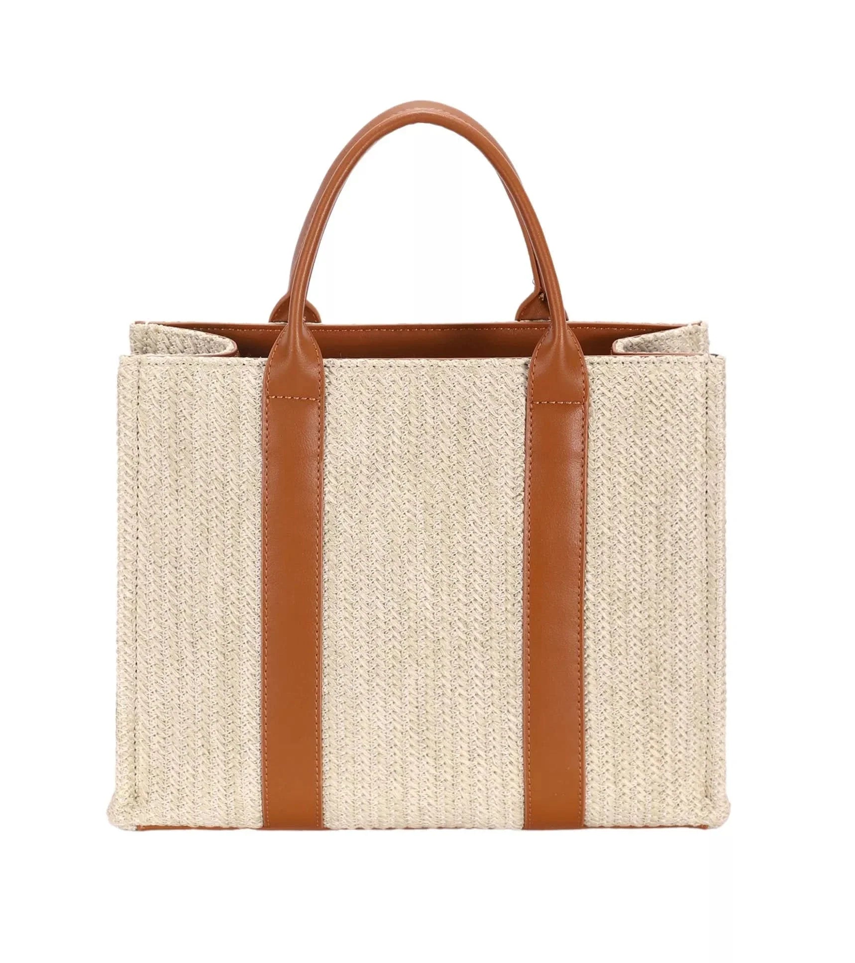 David Jones Square Woven Tote Handbag Boho Chic Accessory