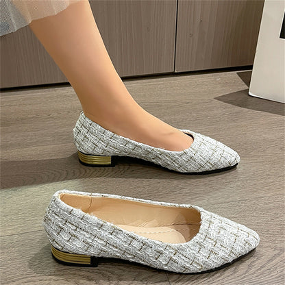 Women's Roman-Style Peep-Toe Slip-On Pumps – Chunky Low Heel Casual Flats