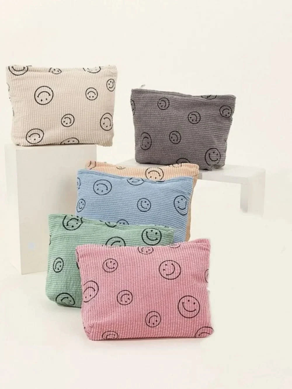 Zenana Corduroy Smile Clutch Bag With Pinstripe Print