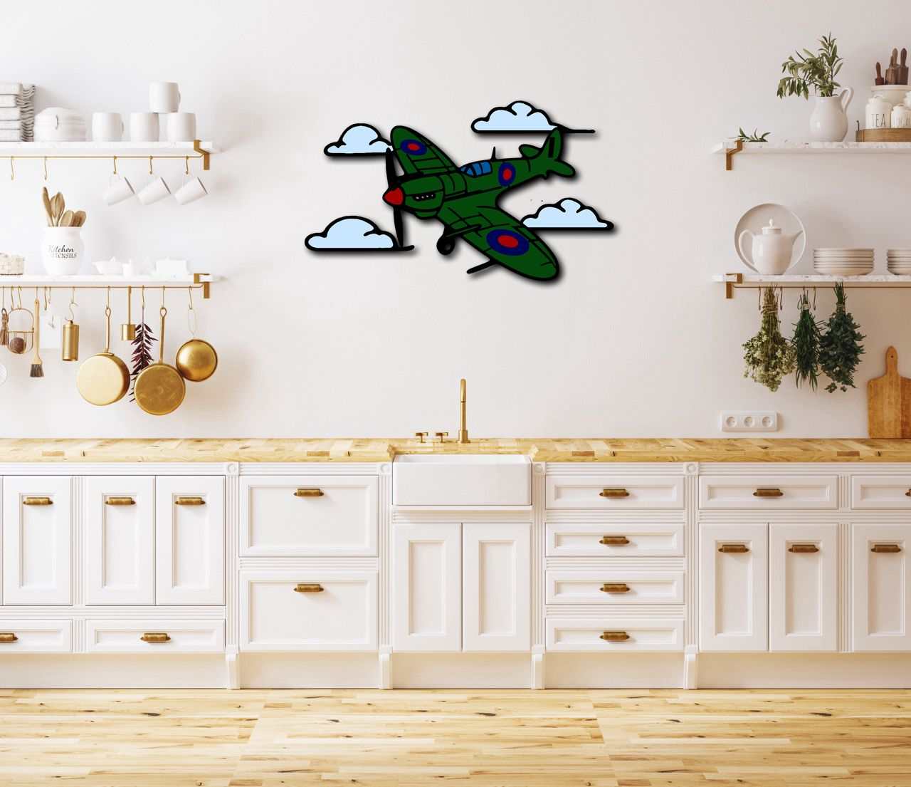 Wall Art Spitfire Clouds Metal Wall Art