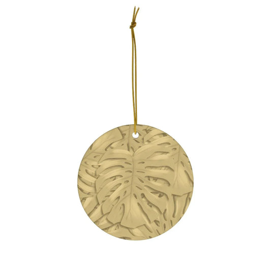 Golden Monstera Ceramic Ornament