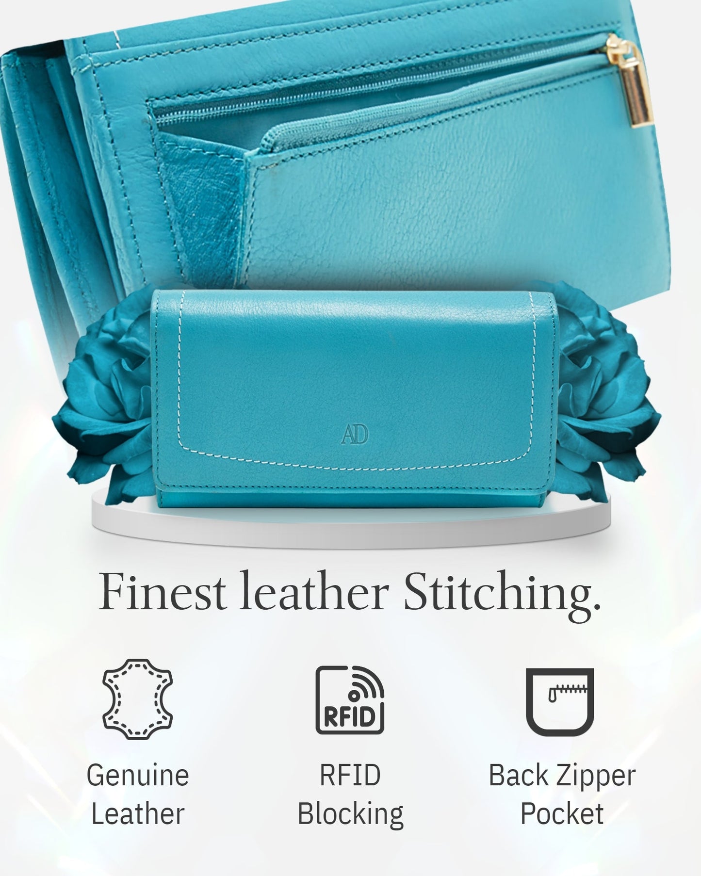 Genuine Leather Accordion Clutch – Removable Checkbook Holder, RFID Blocking
