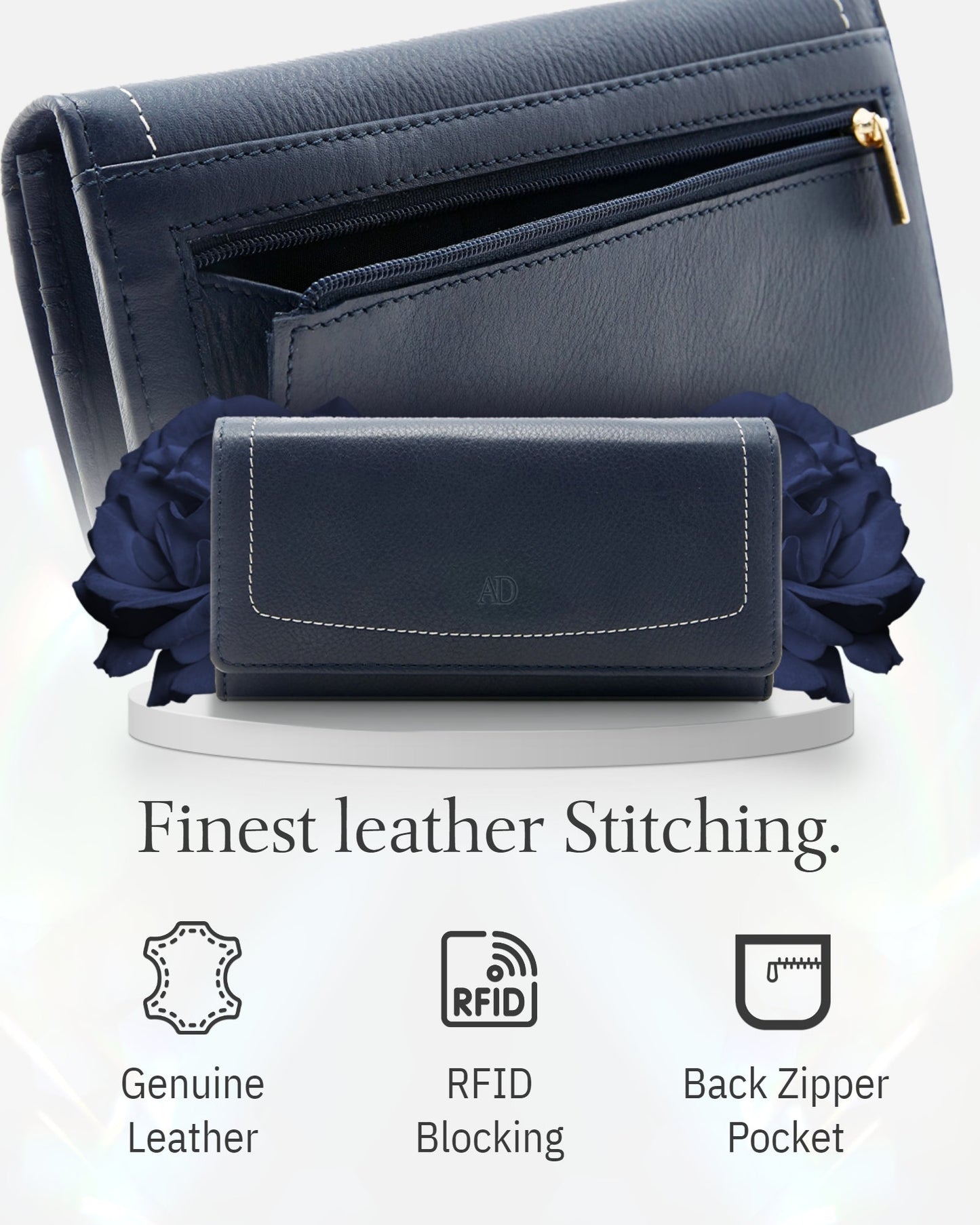 Genuine Leather Accordion Clutch – Removable Checkbook Holder, RFID Blocking