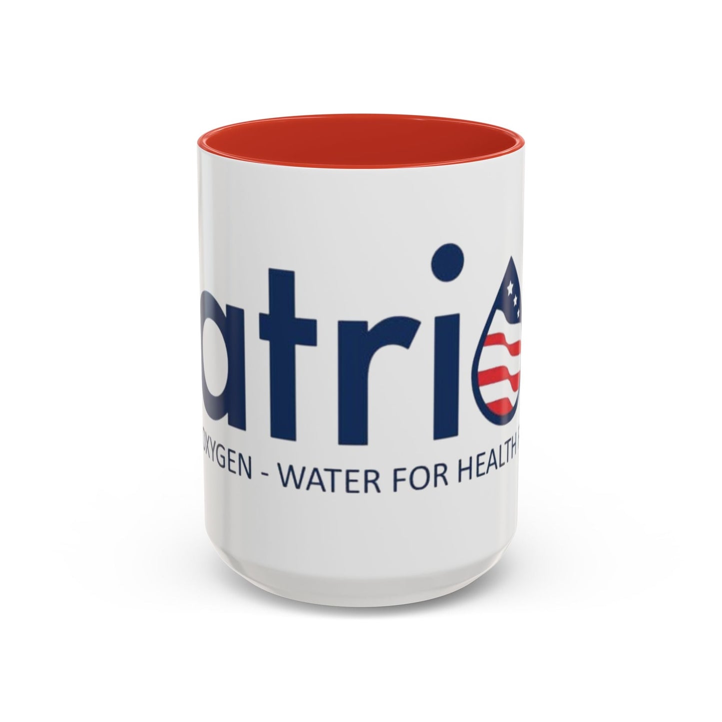 Patriox Accent Coffee Mug — American Flag Drop Logo, 'Water for Health Freedom'