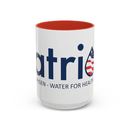 Patriox Accent Coffee Mug — American Flag Drop Logo, 'Water for Health Freedom'