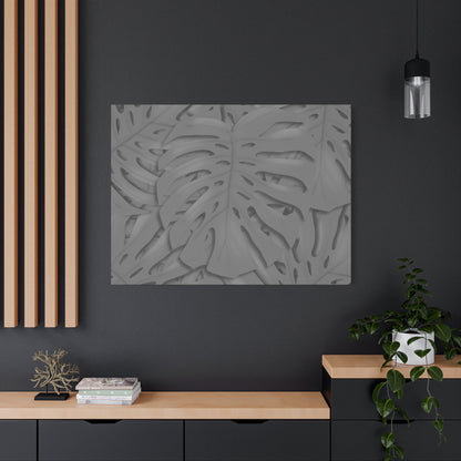 Grey Monstera Canvas Print – Botanical Wall Art