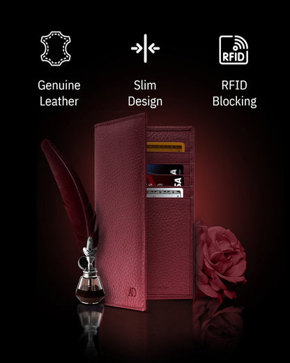 Genuine Leather Checkbook Cover – Card Slots, RFID Blocking