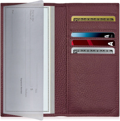 Genuine Leather Checkbook Cover – Card Slots, RFID Blocking