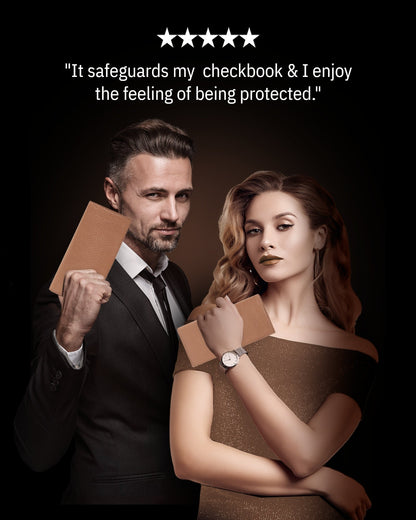 Genuine Leather Checkbook Cover – Card Slots, RFID Blocking