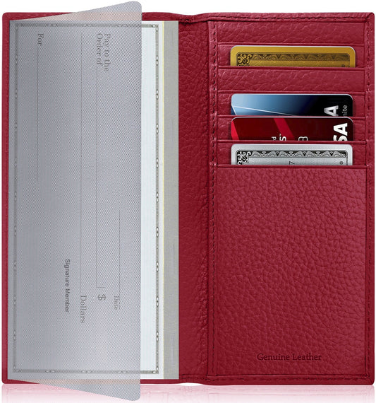 Genuine Leather Checkbook Cover – Card Slots, RFID Blocking