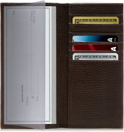 Genuine Leather Checkbook Cover – Card Slots, RFID Blocking