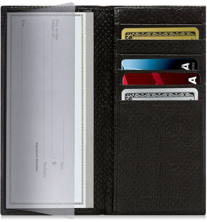 Genuine Leather Checkbook Cover – Card Slots, RFID Blocking