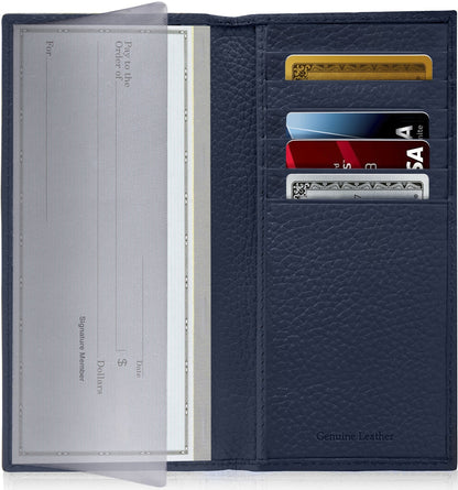 Genuine Leather Checkbook Cover – Card Slots, RFID Blocking
