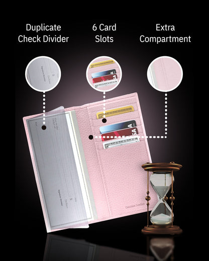 Genuine Leather Checkbook Cover – Card Slots, RFID Blocking
