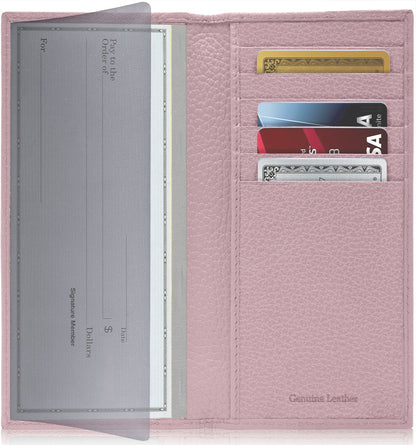 Genuine Leather Checkbook Cover – Card Slots, RFID Blocking