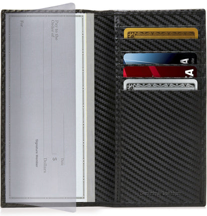 Genuine Leather Checkbook Cover – Card Slots, RFID Blocking