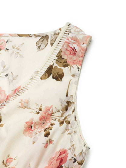 Printed Ruffled Hem V-Neck Dress