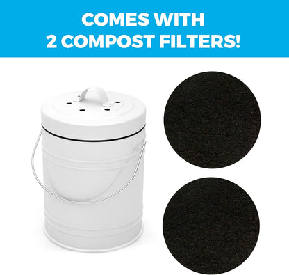Kitchen Compost Bin with EZ-No Lock Lid, Plastic Liner & Charcoal Filters